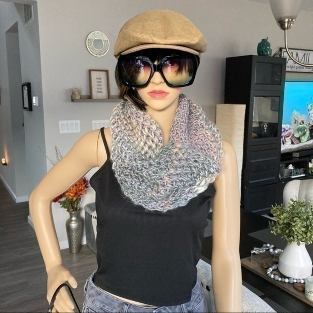 💋 Winter chunky infinity crochet knit tube scarf 🧣 rainbow 🌈